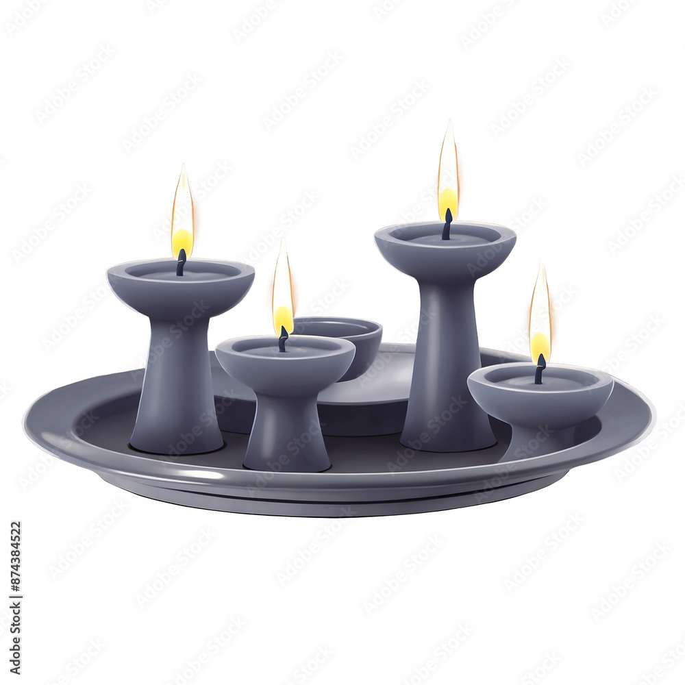 Poster each candle holder has a small circular tray to catch melted wax..