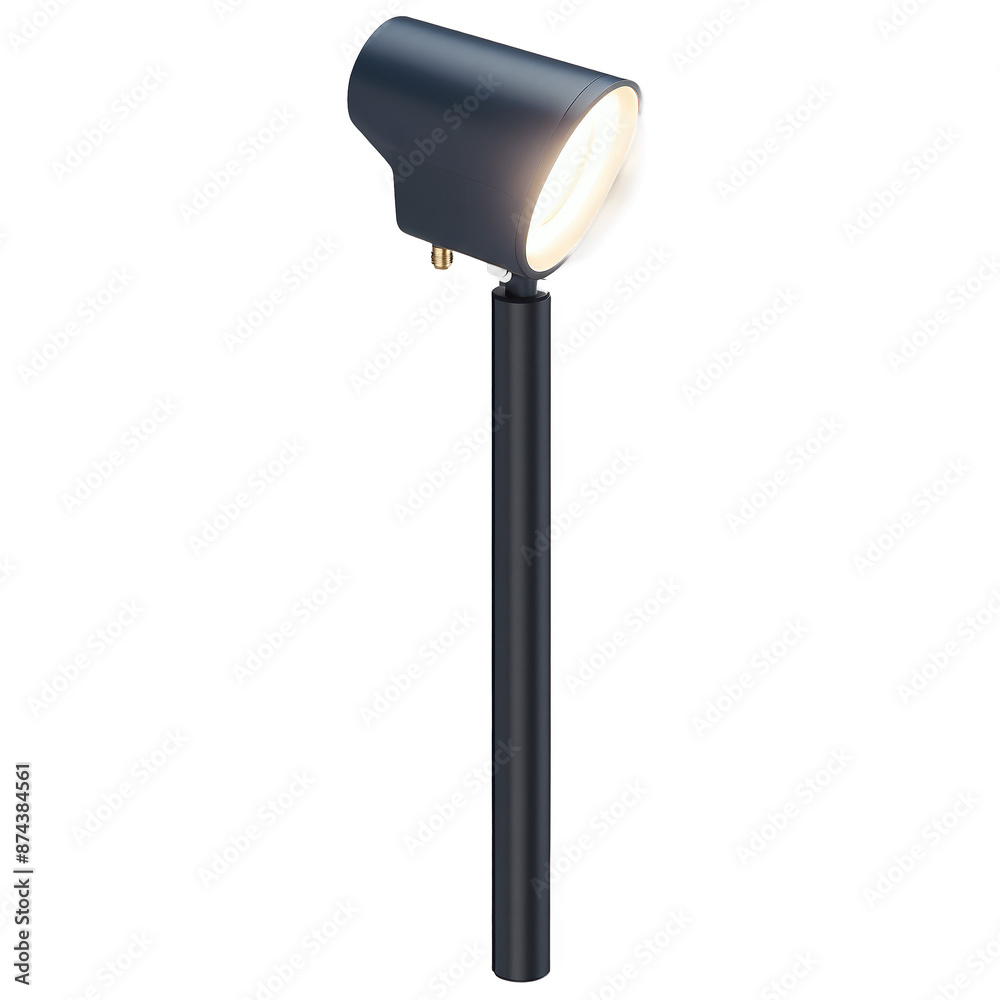 Poster a sleek modern flood light with a slim cylindrical design and a builtin motion sensor casting a narr
