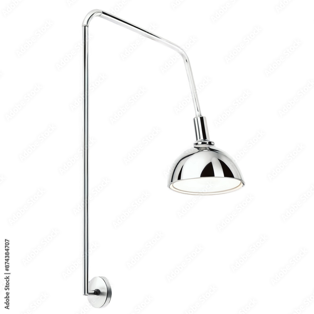 Aufkleber a wallmounted lamp with a long narrow body and a rounded almost orblike top. the lamp is made of shi