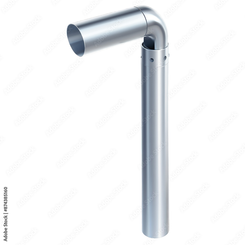 Poster a cylindrical object made of metal with a curved handle attached to one end. the other end has a rec