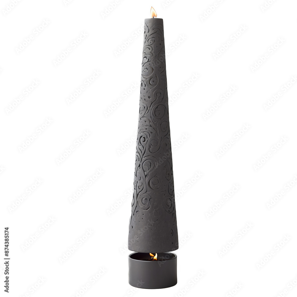 Leinwandbilder this black stone incense burner is sleek and modern in design. it has a flat base and a tall cylindr