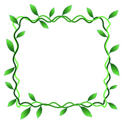 Quadrangular green frame in the form of a vine plant with leaves