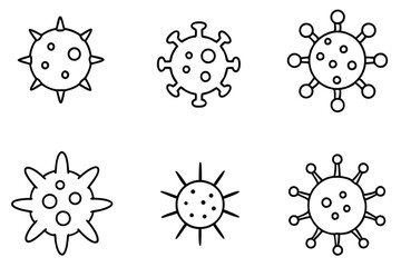Virus Line Art Illustration Abstract Microscopic Pathogen Drawing
