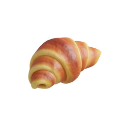 Croissant on a plate on a transparent background Cute 3D Stylized Illustration