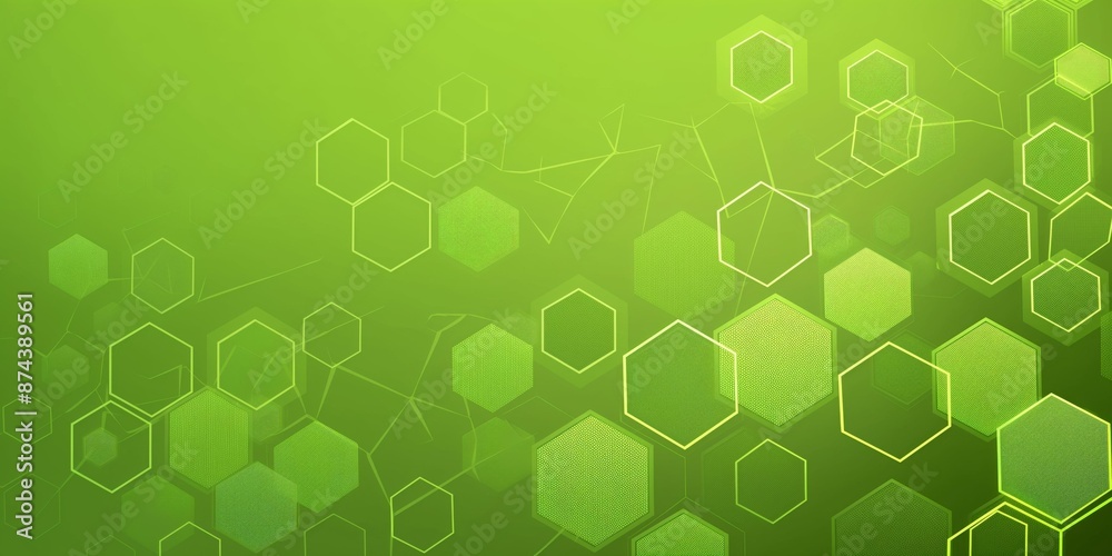 Aufkleber an abstract background featuring hexagonal patterns in various shades of green on a vibrant green ba