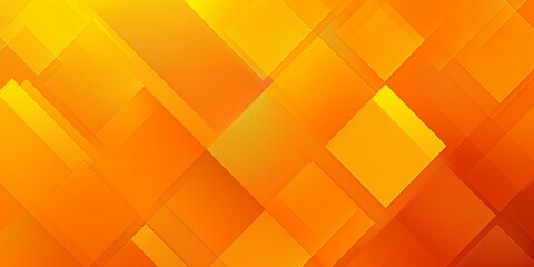 An abstract background featuring overlapping orange and yellow geometric shapes with a gradient effect. The design includes various translucent rectangular and square elements creating a layered