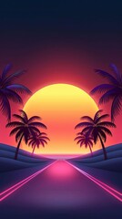 Neon Dreams Vibrant Sunset Cityscape