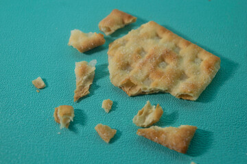 dry biscuit fragments
