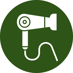 Hair Dryer Glyph Green Circle Icon