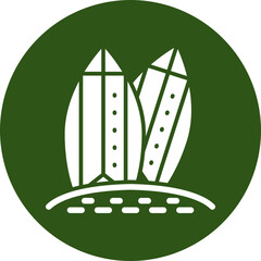 Surfing Board Glyph Green Circle Icon