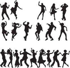  People dancing silhouette set