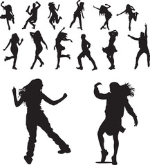  People dancing silhouette set