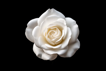 white rose flower one bud close-up isolated on black background