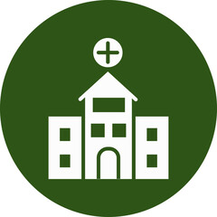 Hospital Glyph Green Circle Icon