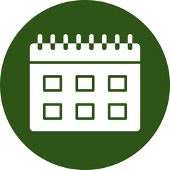 Calendar Date Glyph Green Circle Icon