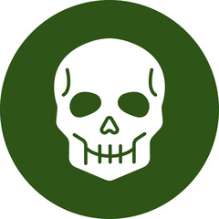 Skull Glyph Green Circle Icon