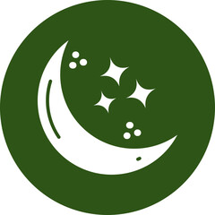 Moon Glyph Green Circle Icon