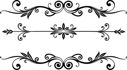 set of decorative divider elements illustration black and white