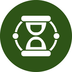 Sand Clock Glyph Green Circle Icon