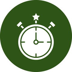 Timer Glyph Green Circle Icon