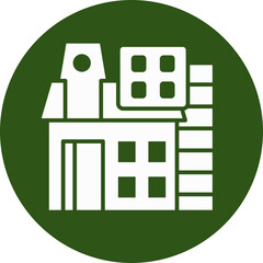 Modern House Glyph Green Circle Icon