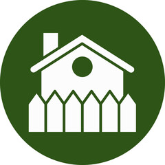 Fence Glyph Green Circle Icon