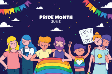 Hand drawn background for pride month celebration