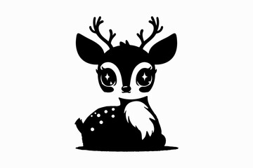 Baby Deer Silhouette vector Illustration Art 
