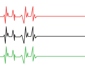 Set of Heart Rate Flatlining Vector: Illustration of Medical Emergency