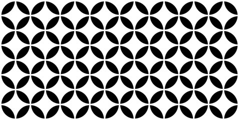 Seamless geometric pattern with leaves. Black and white abstract background.