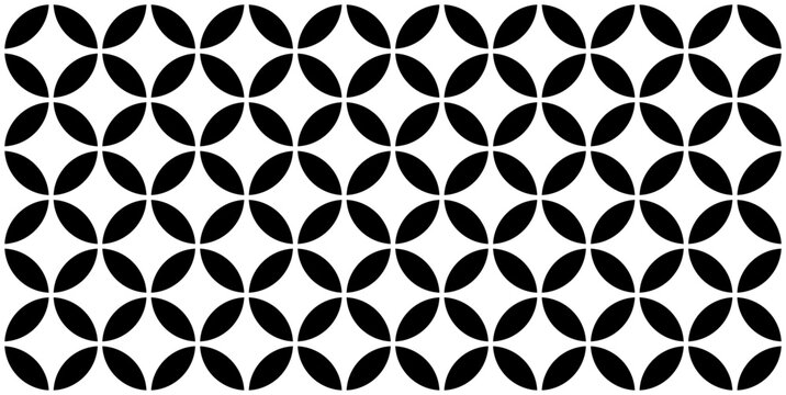 Seamless geometric pattern with leaves. Black and white abstract background.