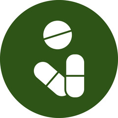 Pills Glyph Green Circle Icon