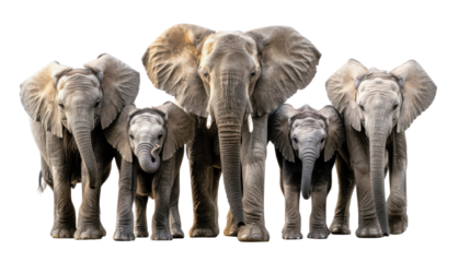 A group of elephants standing in a line