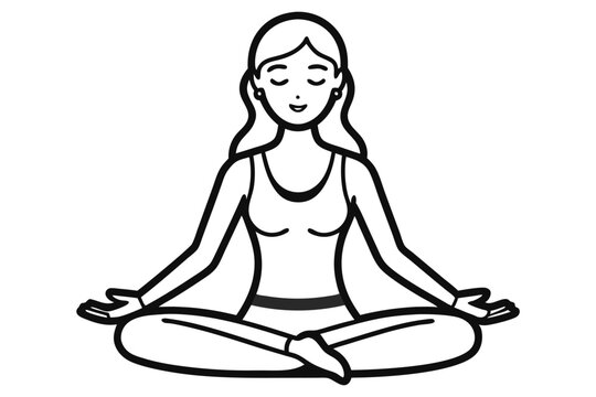 recommend clip art:  A simple black and white outline drawing of a woman practicing yoga.