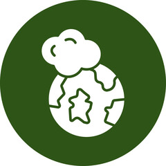 Earth Glyph Green Circle Icon