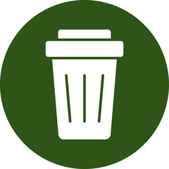Trash Glyph Green Circle Icon