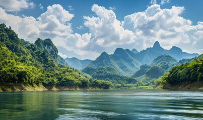 lake and mountains