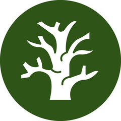 Dry Tree Glyph Green Circle Icon