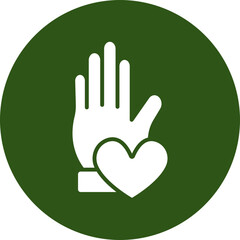 Helping Hand Glyph Green Circle Icon
