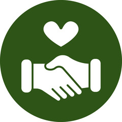 Handshake Glyph Green Circle Icon