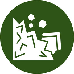 Landslide Glyph Green Circle Icon