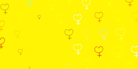 Light Green, Yellow vector texture with women rights symbols.