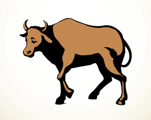 Vector drawing. Cute big cow