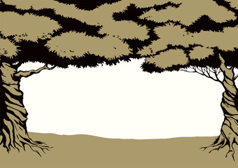 Vector background. Frame from trees