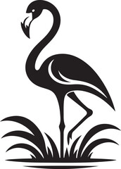 Black silhouettes of flamingos