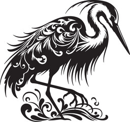Heron Vector art  silhouette style with white background