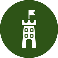 Castle Flag Glyph Green Circle Icon