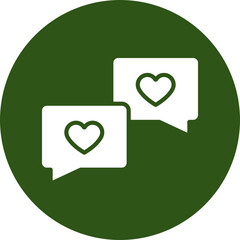 Love Message Glyph Green Circle Icon