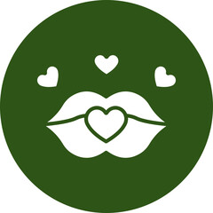 Lips Kiss Glyph Green Circle Icon