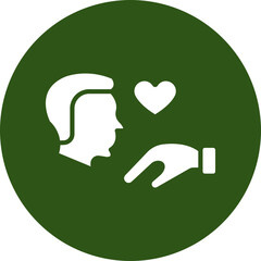 Hand Kiss Glyph Green Circle Icon